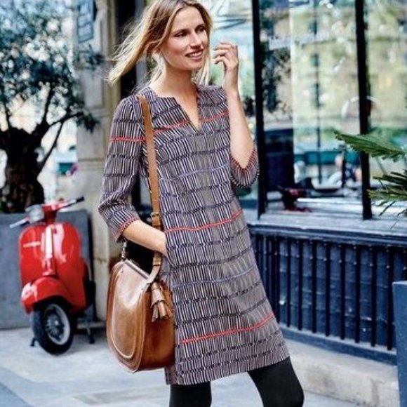Boden Dresses & Skirts - Boden Navy Red Easy Notch Tunic Dress Sz 4L NWOT